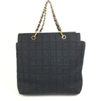 Chanel Shoulder Bag CC Logo Choco Bar Cotton Black — view 2