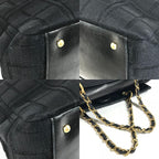 Chanel Shoulder Bag CC Logo Choco Bar Cotton Black — view 7