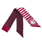 Hermes Scarf Twill Pink White Bordeaux Ribbon Astrologie a Pois