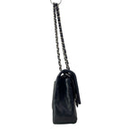 Chanel Shoulder Bag Double Flap Quilted Black Chain Silver Lambskin — view 2