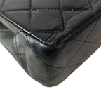 Chanel Shoulder Bag Double Flap Quilted Black Chain Silver Lambskin — view 9