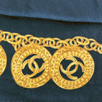 Chanel Scarf Black Gold CC Logo Chain Pattern Silk — view 4