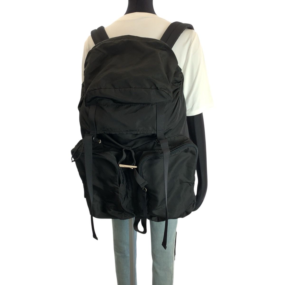 Prada Tessuto Black Silver Nylon Backpack — view 7