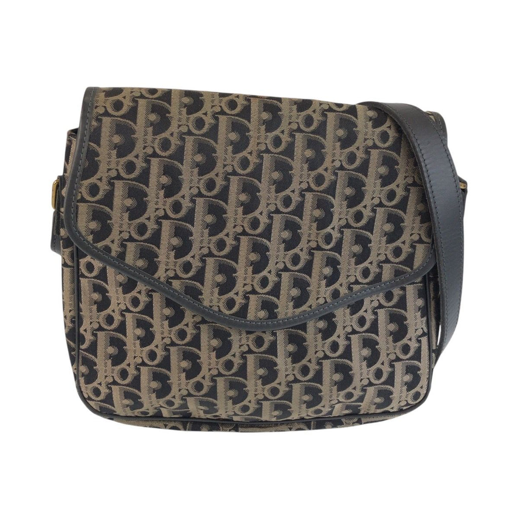 Dior Trotter Black Beige Gold Canvas Shoulder Bag Pochette