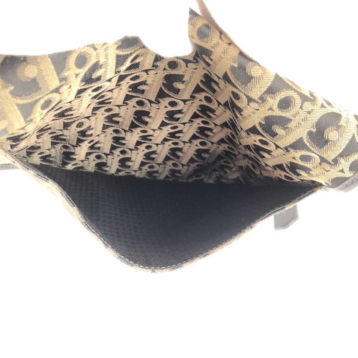 Dior Trotter Black Beige Gold Canvas Shoulder Bag Pochette — view 8