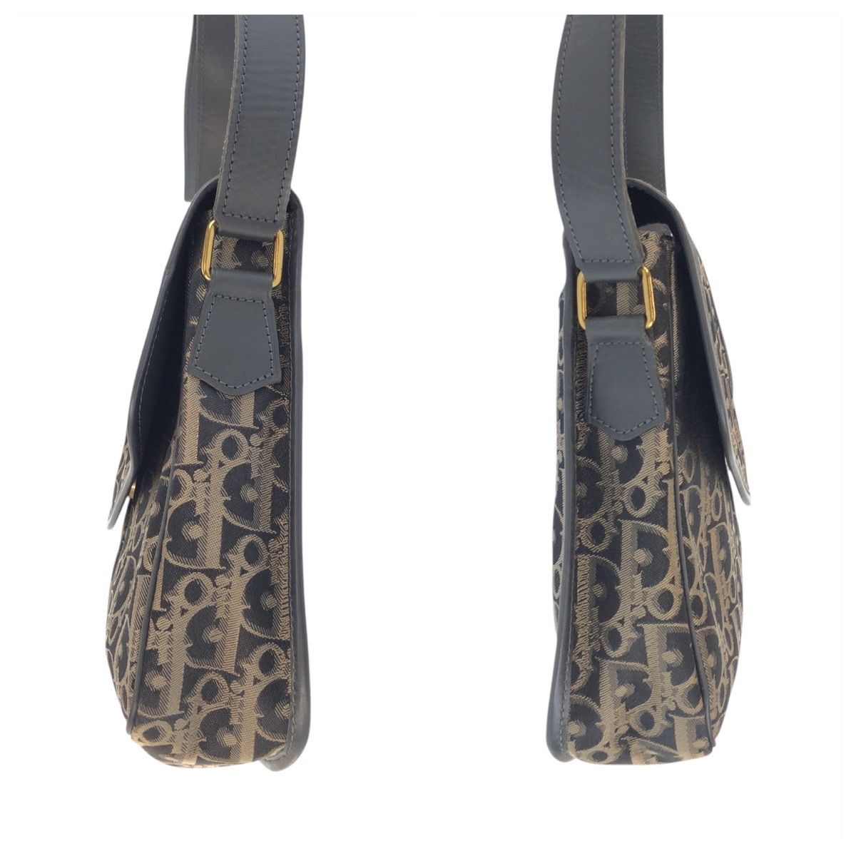 Dior Trotter Black Beige Gold Canvas Shoulder Bag Pochette — view 6