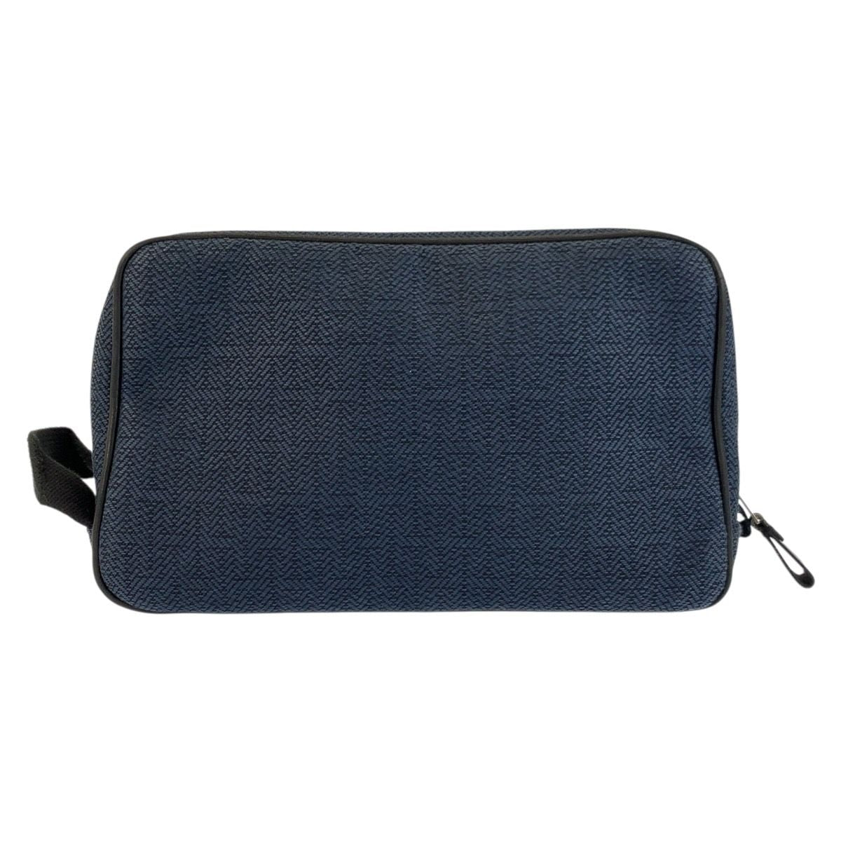 Hermes Globe Trotter MM Navy Black Silver Toilche Blanc Pouch Clutch — view 2