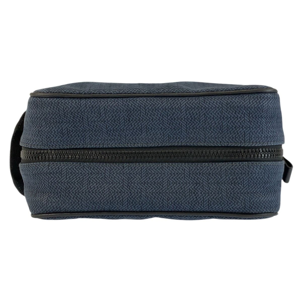 Hermes Globe Trotter MM Navy Black Silver Toilche Blanc Pouch Clutch — view 7