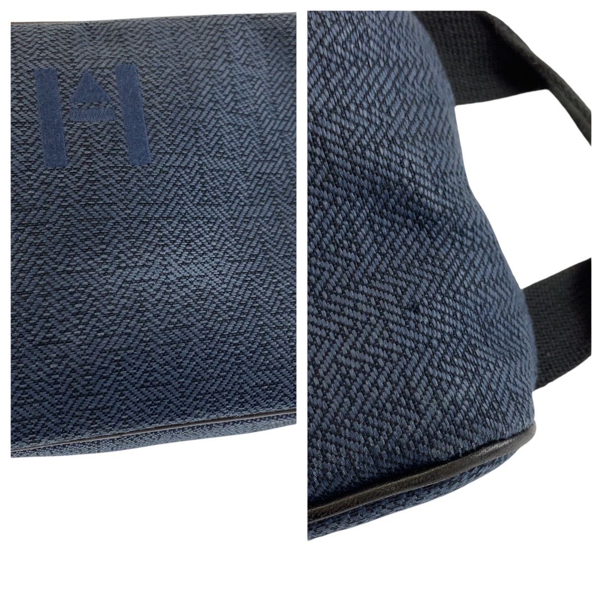 Hermes Globe Trotter MM Navy Black Silver Toilche Blanc Pouch Clutch — view 5