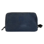 Hermes Globe Trotter MM Navy Black Silver Toilche Blanc Pouch Clutch