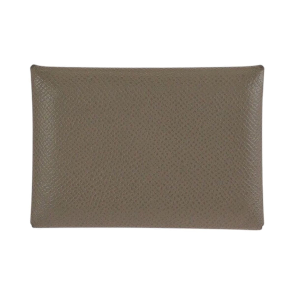 Hermes Calvi Duo Etoupe Gray Silver Chevre Card Case Business Holder Coin — view 2