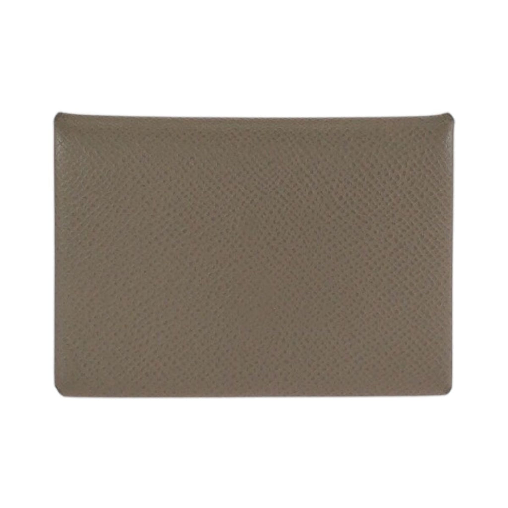 Hermes Calvi Duo Etoupe Gray Silver Chevre Card Case Business Holder Coin