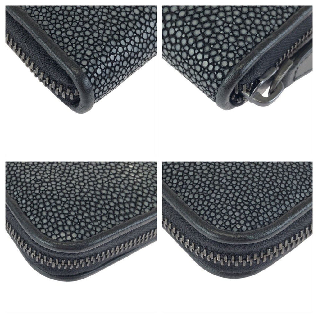 Bottega Veneta Black Gray Gunmetal Leather Goatskin Wallet — view 4