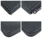 Bottega Veneta Black Gray Gunmetal Leather Goatskin Wallet — view 4