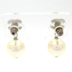 Chanel Earrings Silver White Pearl CC Logo — view 3