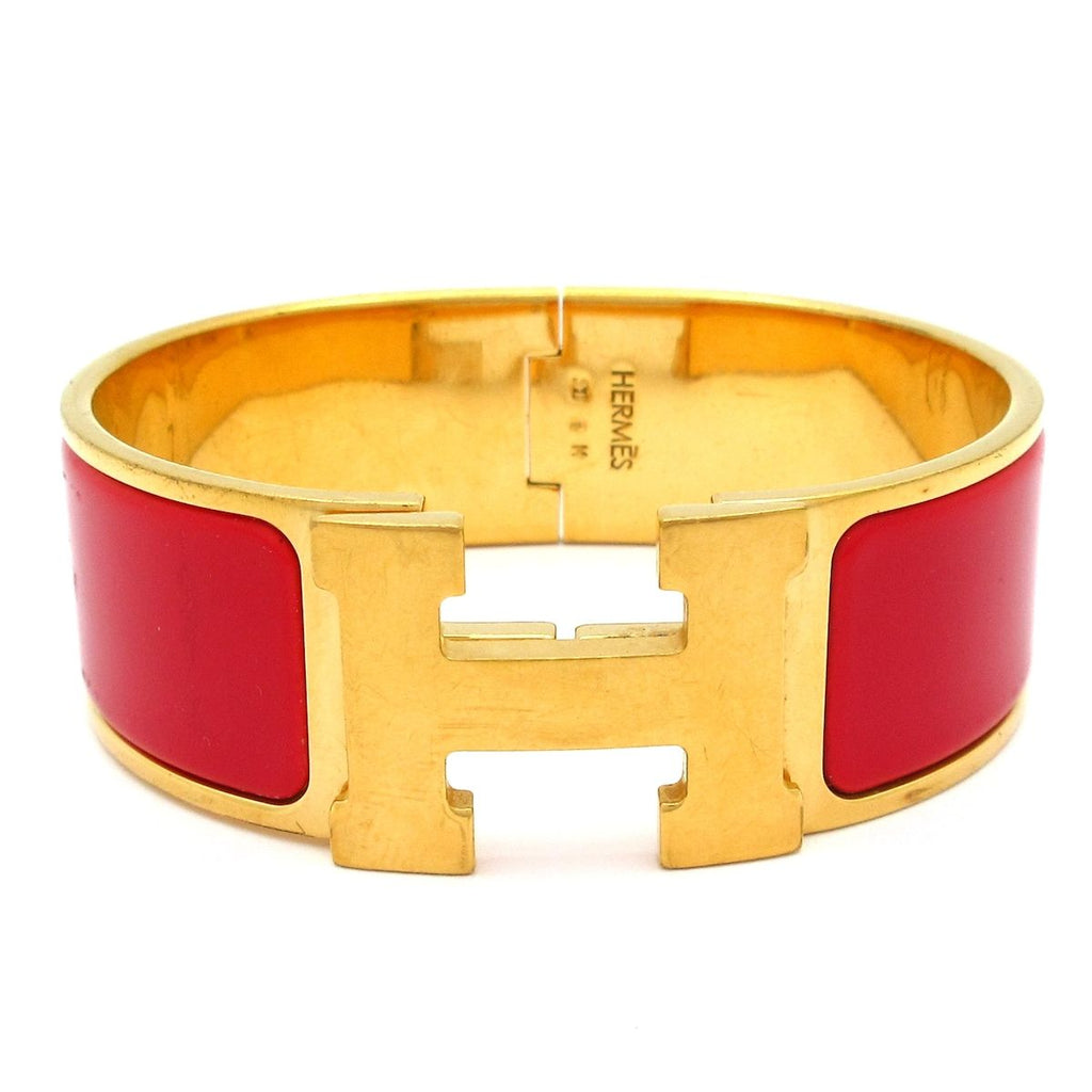 Hermes Bangle Clic Clac Gold Red Bracelet