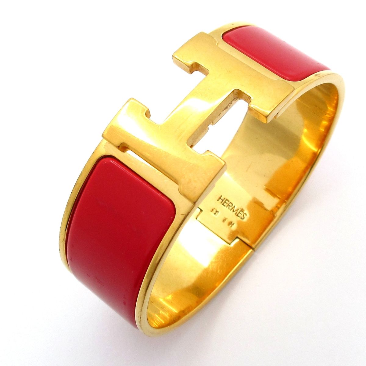 Hermes Bangle Clic Clac Gold Red Bracelet — view 6