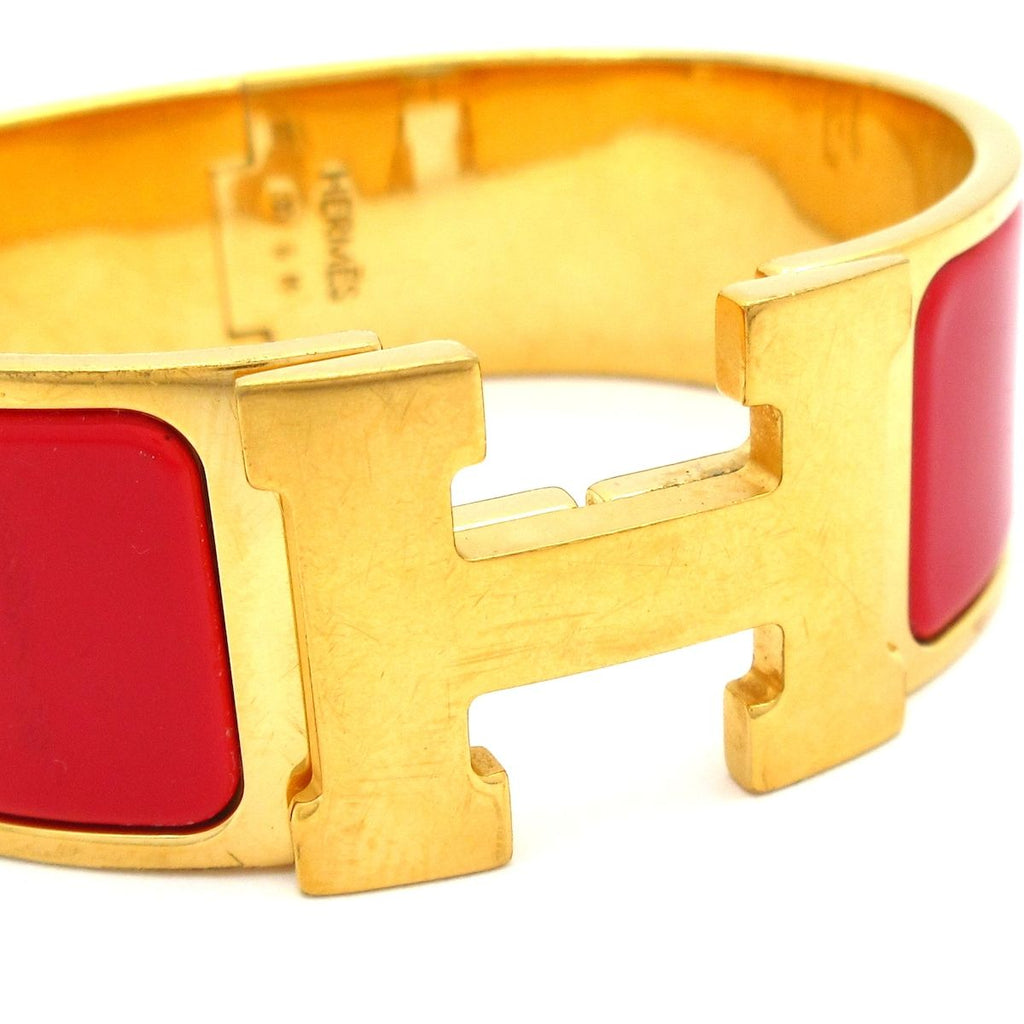 Hermes Bangle Clic Clac Gold Red Bracelet — view 5