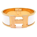 Hermes Bangle Clic Clac Pink Gold White Bracelet