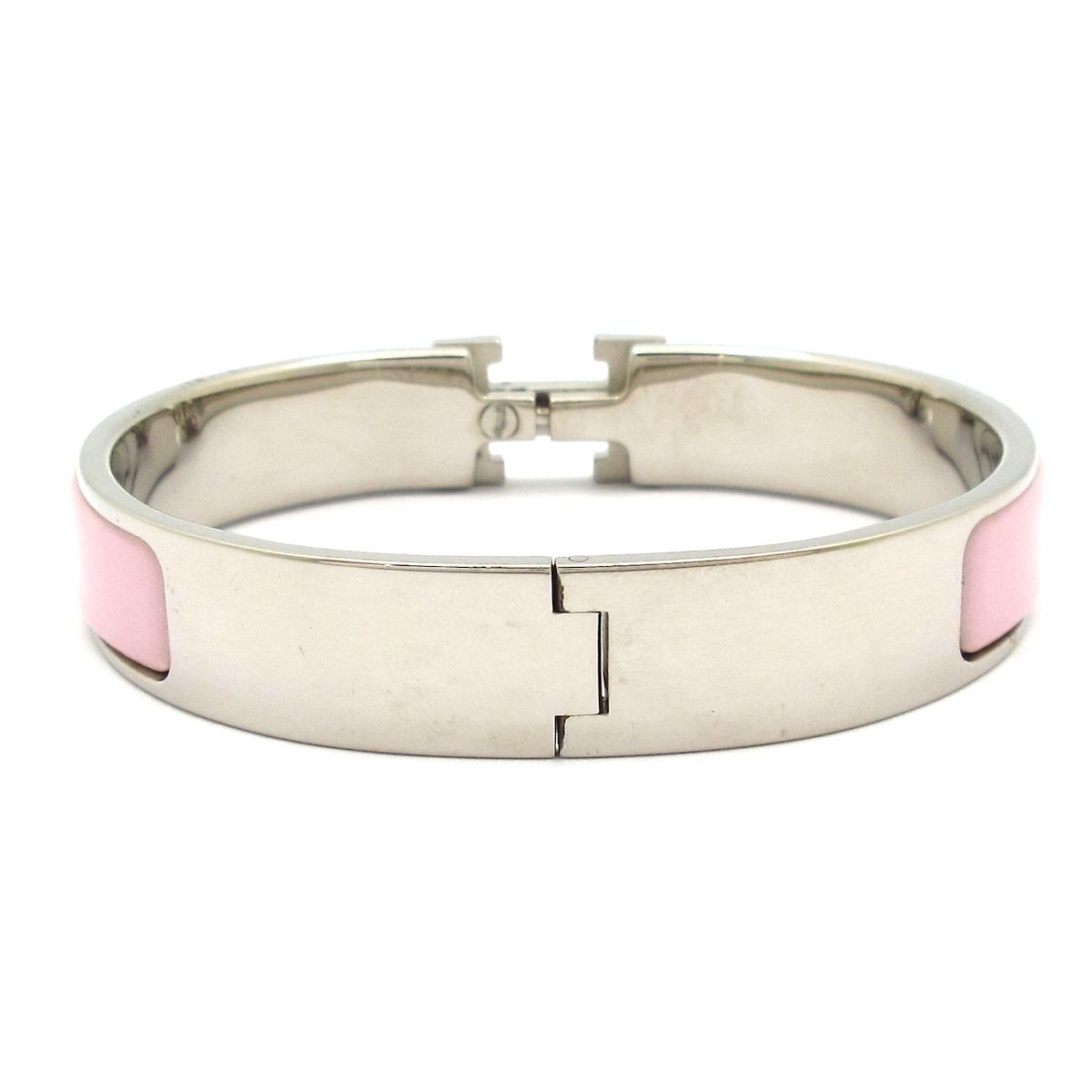 Hermes Bangle Click Silver Light Pink Bracelet — view 3