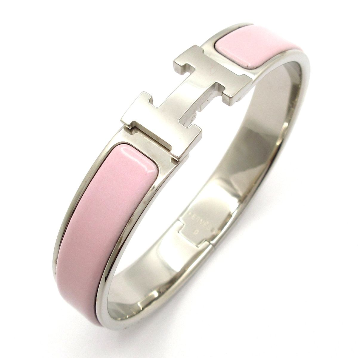 Hermes Bangle Click Silver Light Pink Bracelet — view 6