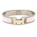 Hermes Bangle Click Silver Light Purple Ivory Bracelet