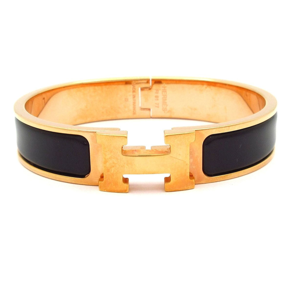 Hermes Bangle Click Pink Gold Black Bracelet