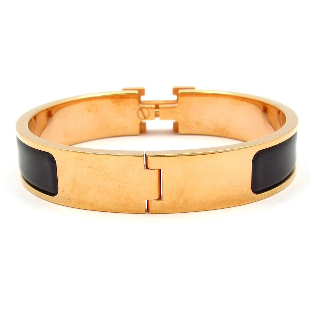 Hermes Bangle Click Pink Gold Black Bracelet — view 3