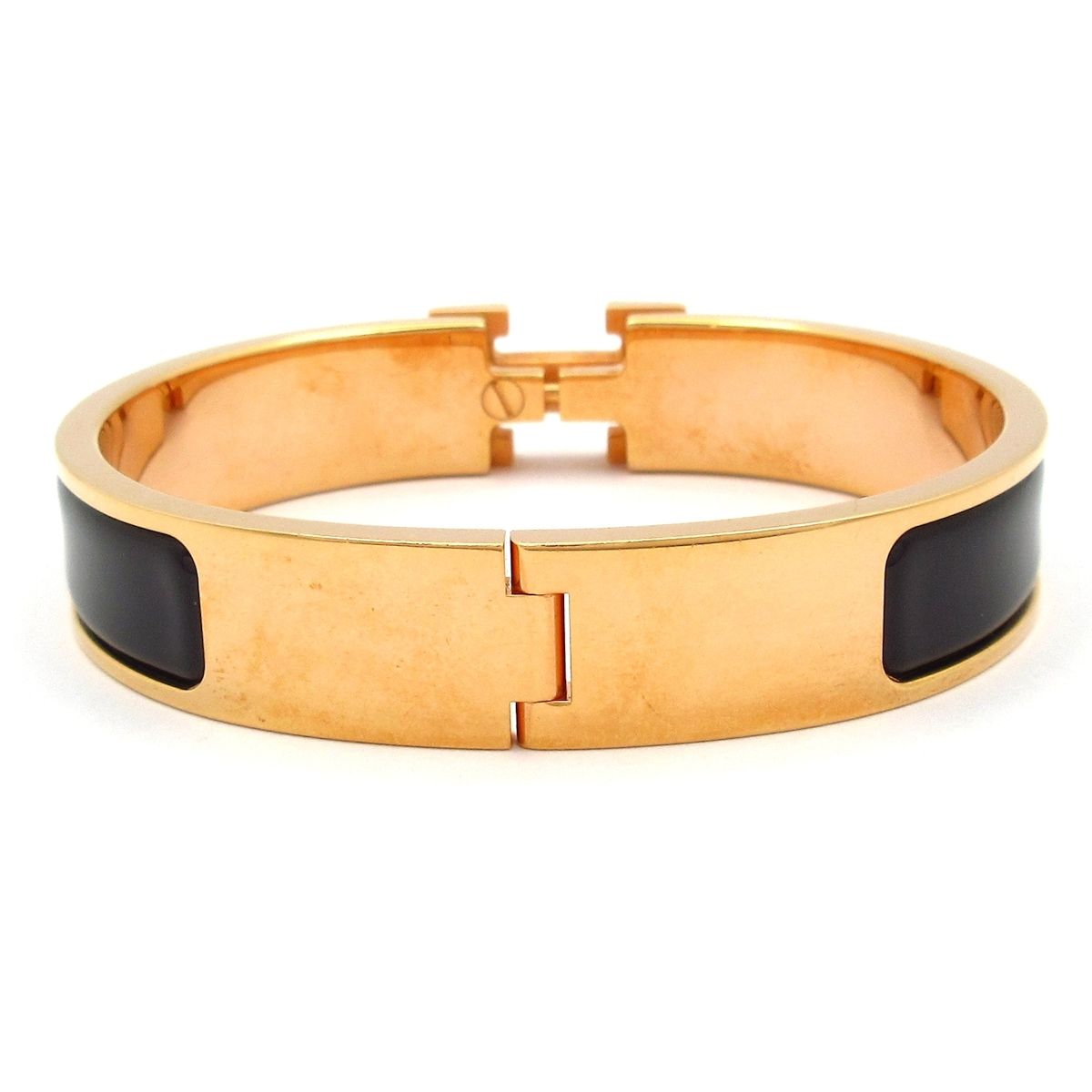 Hermes Bangle Click Pink Gold Black Bracelet — view 3
