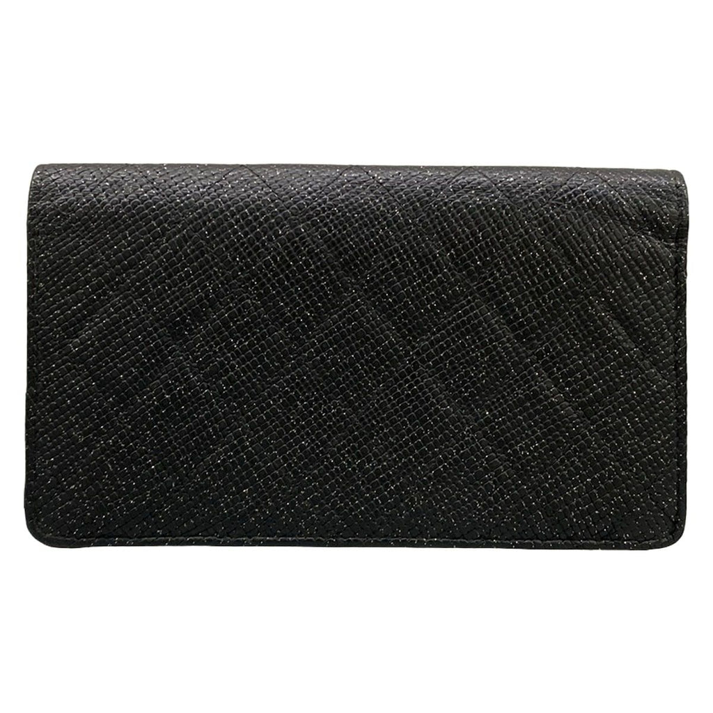 Chanel Wallet Quilted Black Silver Lame — view 2