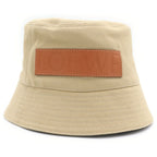 Loewe Logo Leather Patch Canvas Bucket Hat Beige — view 4