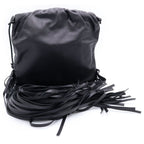 Bottega Veneta the Fringe Shoulder Leather Bag Black