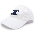 Celine Trio Patch Logo Cotton 6 Panel Baseball Cap Hat White