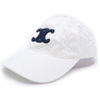 Celine Trio Patch Logo Cotton 6 Panel Baseball Cap Hat White