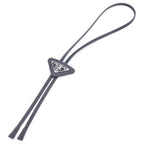 Prada Saffiano Leather Bolo Tie Triangle Logo Black