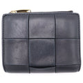 Bottega Veneta Maxi Intrecciato Compact Wallet Bifold Black Leather Gold