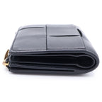 Bottega Veneta Maxi Intrecciato Compact Wallet Bifold Black Leather Gold — view 3