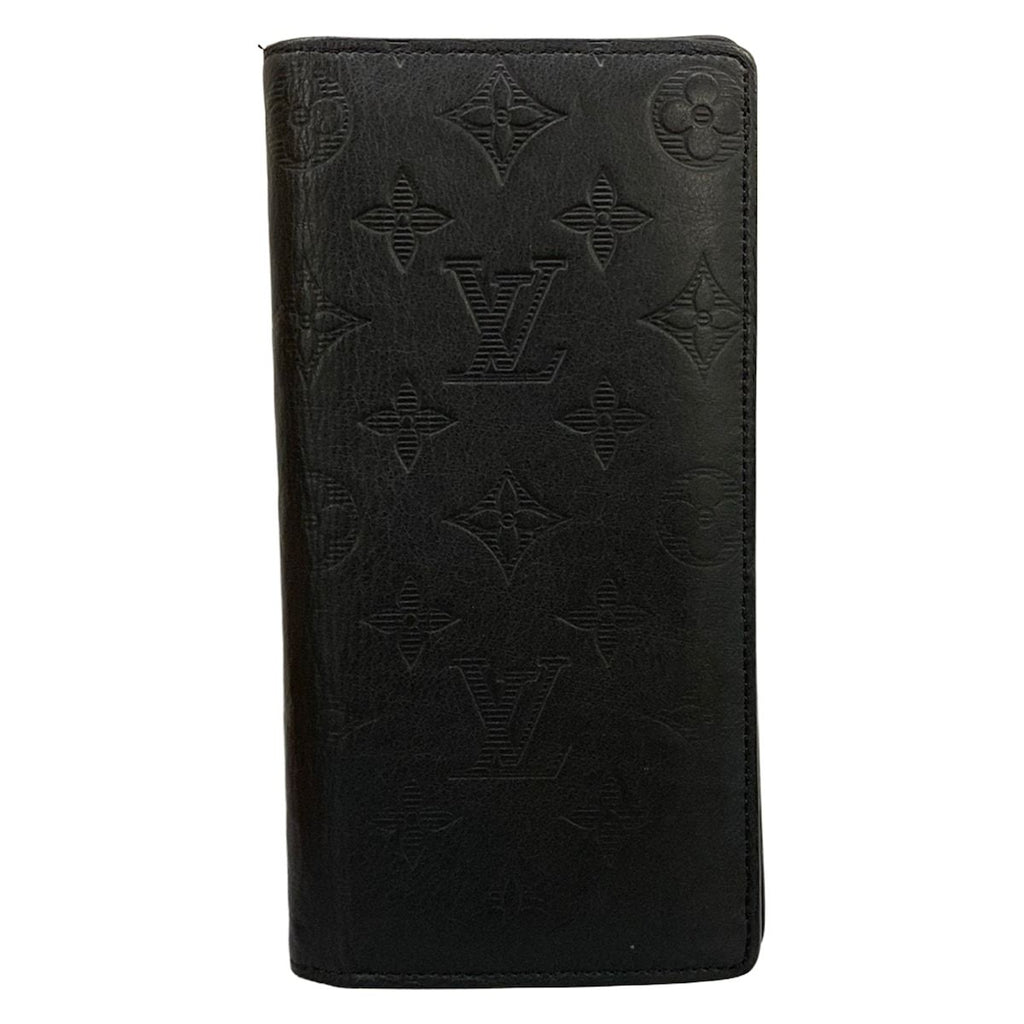 Louis Vuitton Wallet Monogram Shadow Portefeuille Brazza Black Leather
