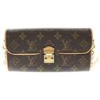 Louis Vuitton Monogram Pochette Kamiyu Brown Shoulder Bag Chain Leather Gold