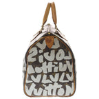 Louis Vuitton Monogram Graffiti Speedy 30 Boston Bag Brown Leather Gold — view 3