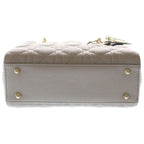 Dior Lady Myabcdior Small 2-Way Shoulder Bag Gray Leather Gold — view 4