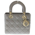 Dior Lady Myabcdior Small 2-Way Shoulder Bag Gray Leather Gold