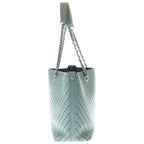 Chanel Stitch Tote Light Green Leather Silver — view 3