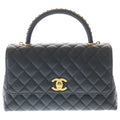 Chanel Coco Handle 29 2-Way Chain Shoulder Bag Black Caviar Leather Gold