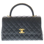 Chanel Coco Handle 29 2-Way Chain Shoulder Bag Black Caviar Leather Gold