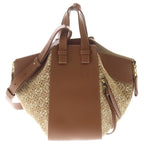 Loewe Hammock Small Shoulder Bag Brown Leather Canvas Gold