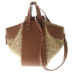 Loewe Hammock Small Shoulder Bag Brown Leather Canvas Gold — view 2