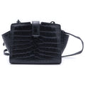 Saint Laurent Paris Raffia Mini Shoulder Bag Black Embossed Croco Leather