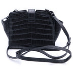 Saint Laurent Paris Raffia Mini Shoulder Bag Black Embossed Croco Leather — view 2