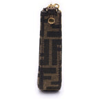 Fendi Zucca Slim Clutch Mini Shoulder Bag Brown Canvas Gold — view 3